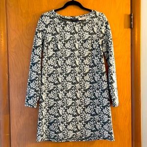 Loft Grey and White Floral Dress, Women’s Small Petite